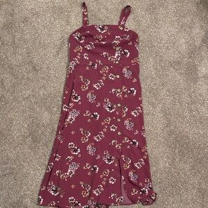 Xhilaration Burgundy Floral Midi Dress